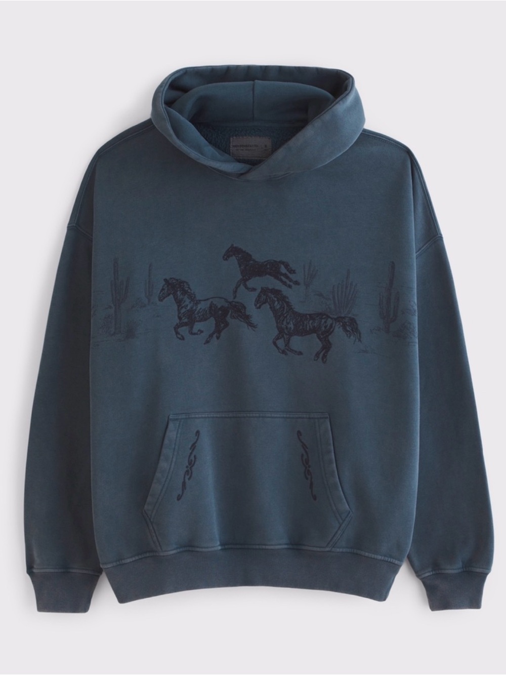Abercrombie & Fitch navy horse hoodie, western theme, M